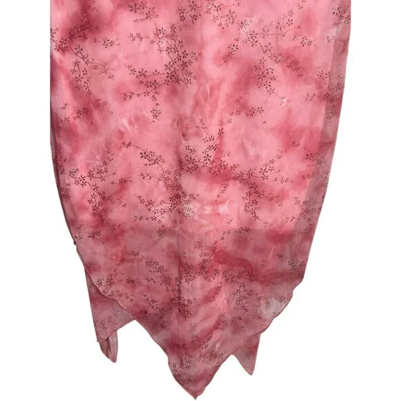 VTG 90s Taboo Women Midi Dress Sz M Pink Fairy Babydoll Y2K Handkerchief Glitter - Picture 5 of 14